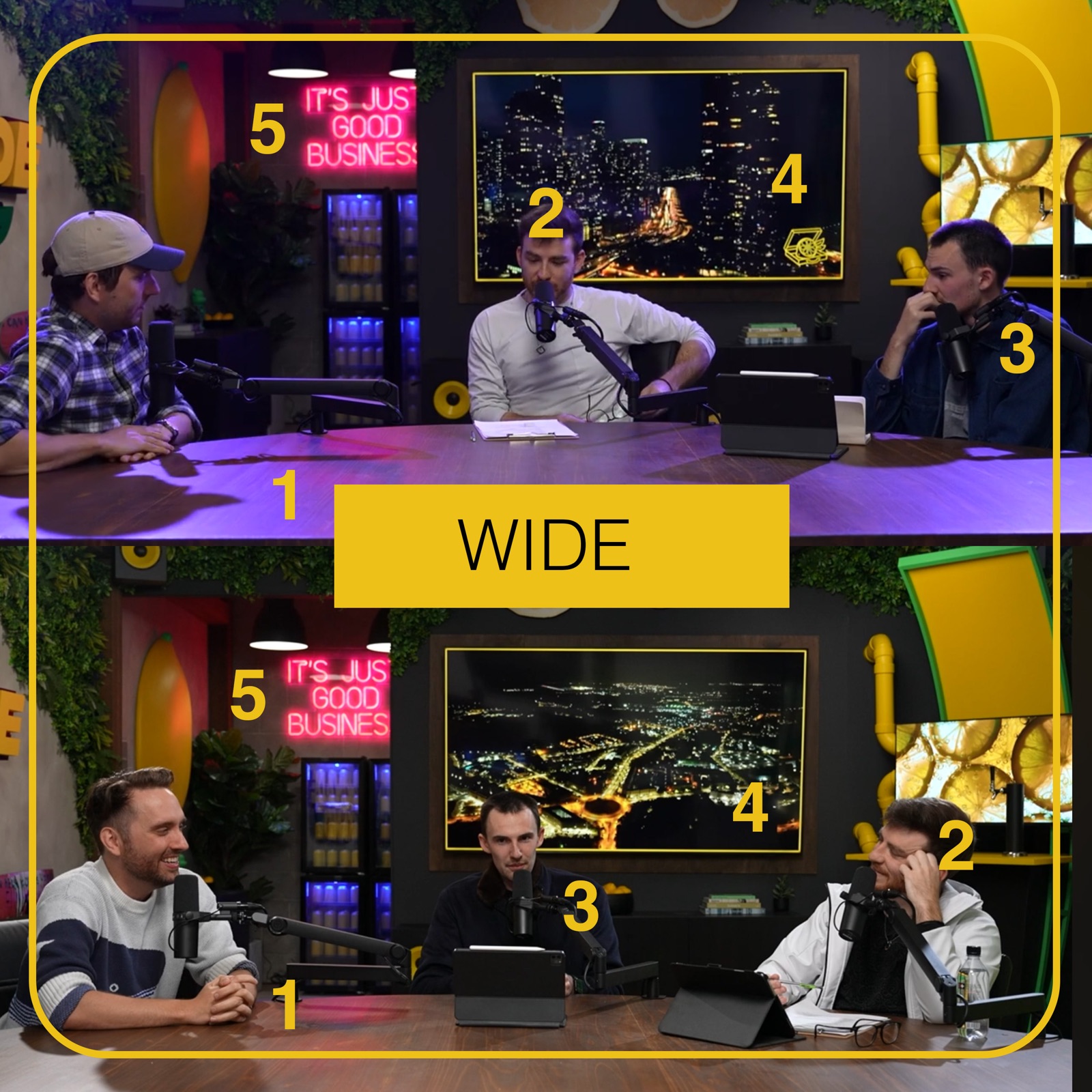 Lemonade Stand podcast, camera layout