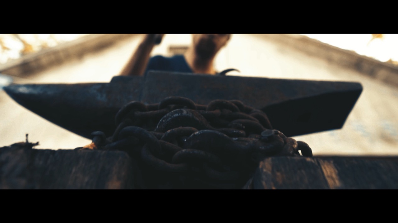 Anvil and chain in a blacksmith's shop