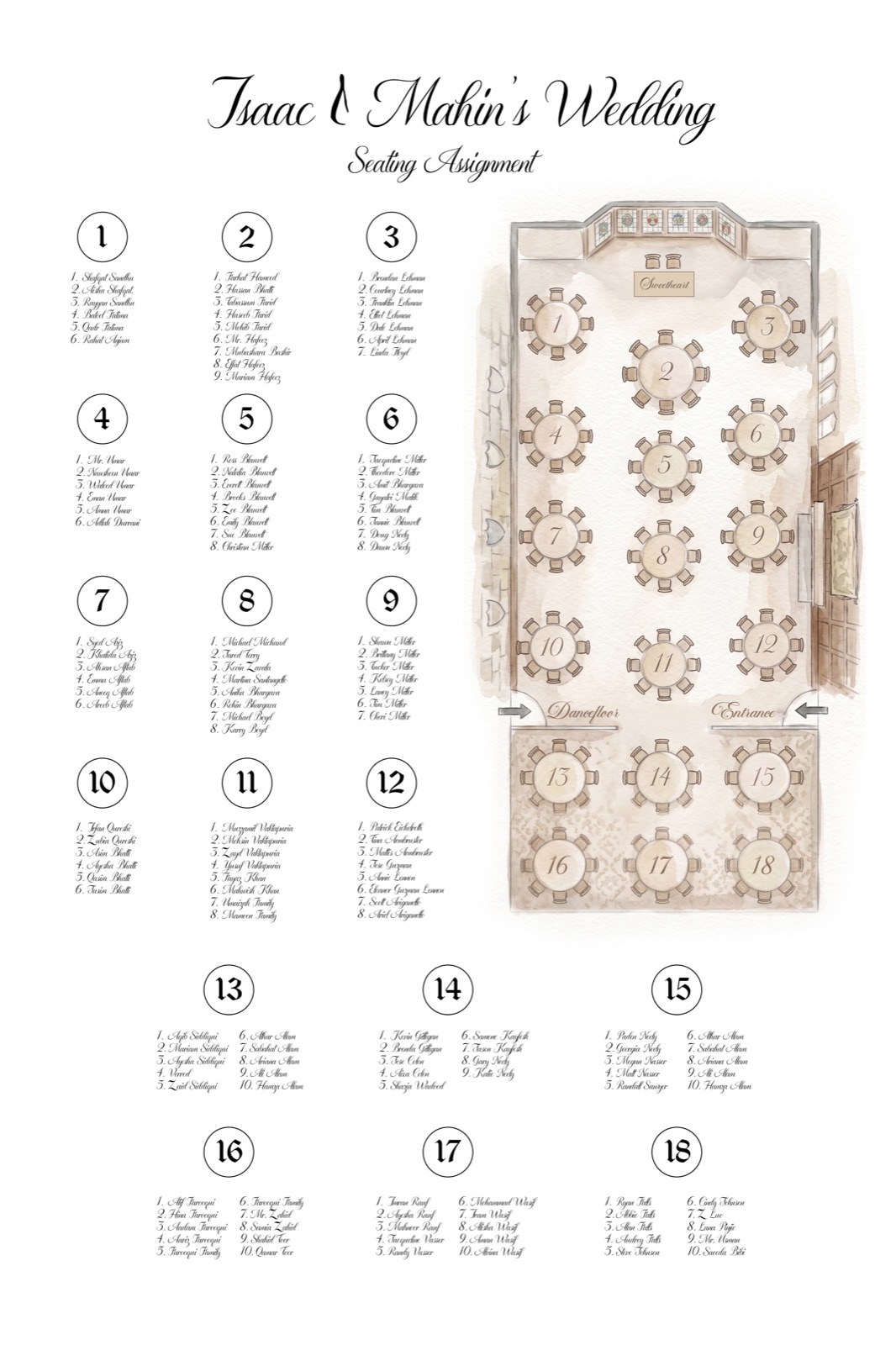 Wedding seating chart