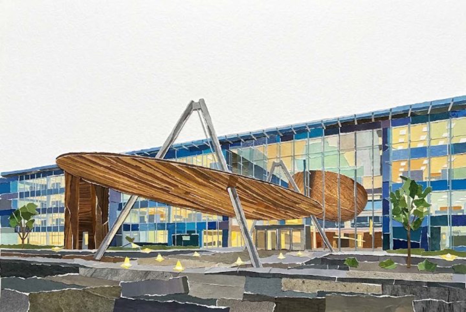 The base building restyled as a watercolor